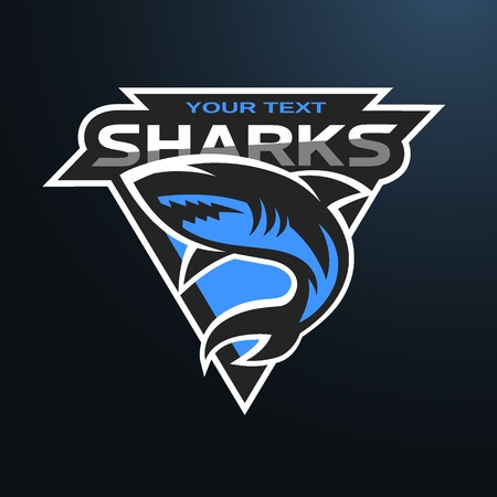 Sharks logo, emblem for a sport team. Vector illustration.のイラスト素材