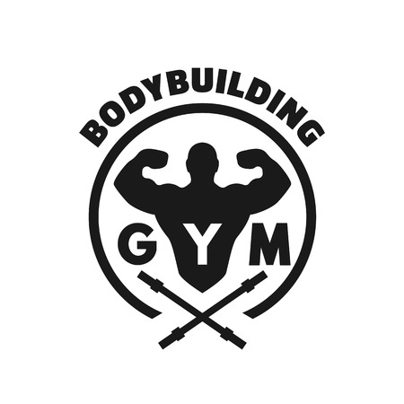 Silhouette of an athlete bodybuilding gym. Fitness icon.のイラスト素材