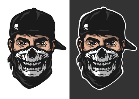 The guy in the bandana with a skull pattern two options.のイラスト素材