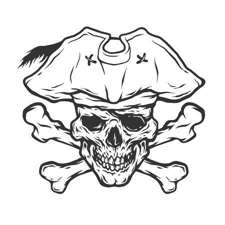 Pirate Skull and Crossbones Vector illustration.のイラスト素材