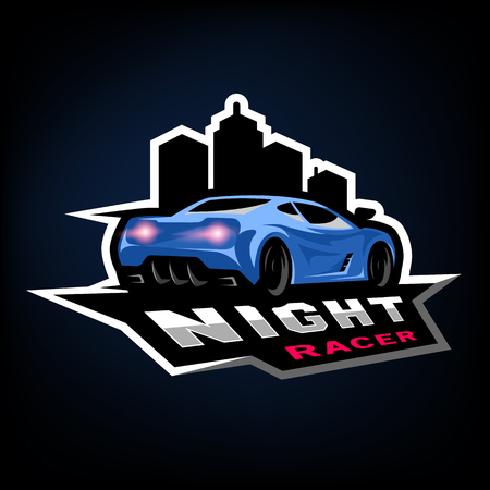 Night street racer, emblem, logo.のイラスト素材
