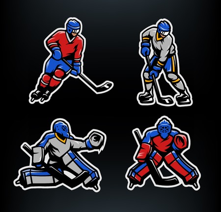 Hockey players and goalkeepers set.のイラスト素材