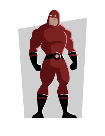 Cartoon superhero in a red suit.のイラスト素材