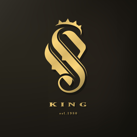 Abstract lion logo,symbol vintage style on a dark background.のイラスト素材