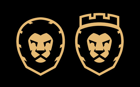 A lion with a crown and without, two options, a icon symbol.のイラスト素材