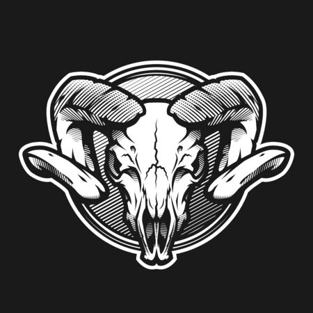 Ram skull on a dark background on a dark background.のイラスト素材