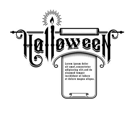 Halloween vintage font. Emblem in the old style. Vector illustration.のイラスト素材