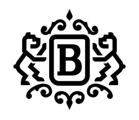 Two bears, heraldic coats of arms. Vector illustration.のイラスト素材