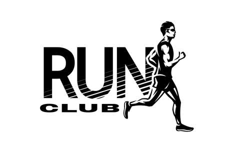 Run club. The running Man, emblem. Vector illustration.のイラスト素材