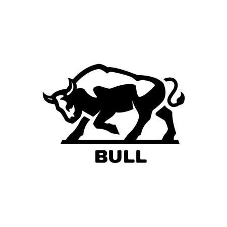 Bull symbol. Black White style. Vector illustration.のイラスト素材