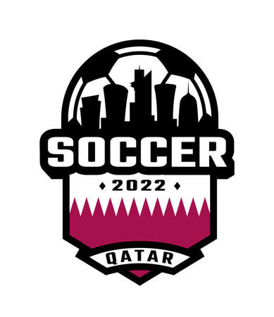 Football championship. Spot logo, Qatar 2022. Vector illustration.のイラスト素材