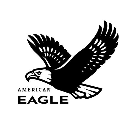 American eagle in flight logo, symbol. Vector illustration.のイラスト素材