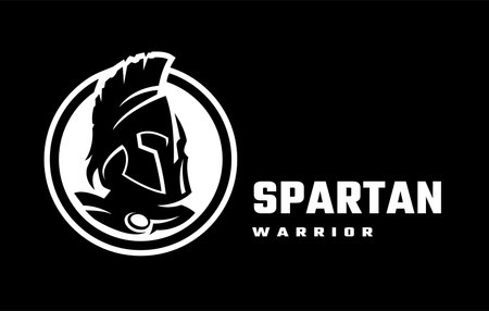 Spartan warrior helmet, symbol logo on a dark background. Vector illustration.のイラスト素材