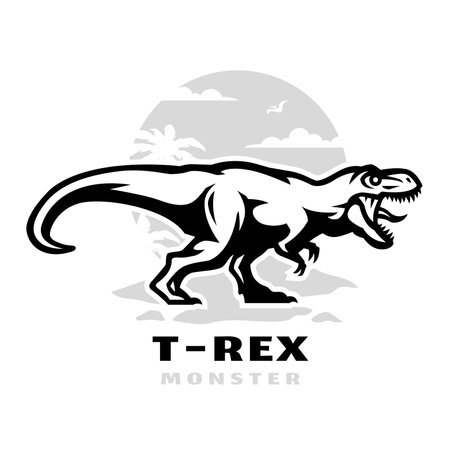 T-rex monster logo. Dinosaur Tyrannosaur. Vector illustration.のイラスト素材