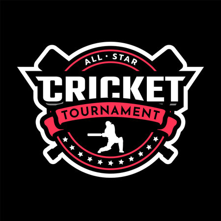cricket tournament. Sport logo emblem on a dark background.のイラスト素材