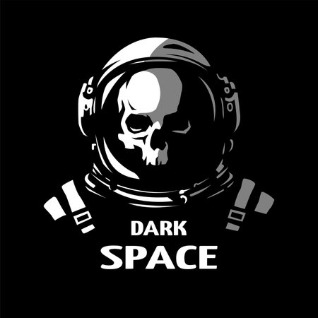 A dead astronaut in a space helmet on a dark background. Vector illustration.のイラスト素材