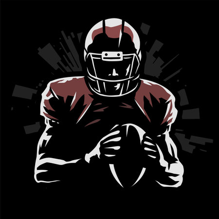 American football player on a black background. Vector illustration.のイラスト素材