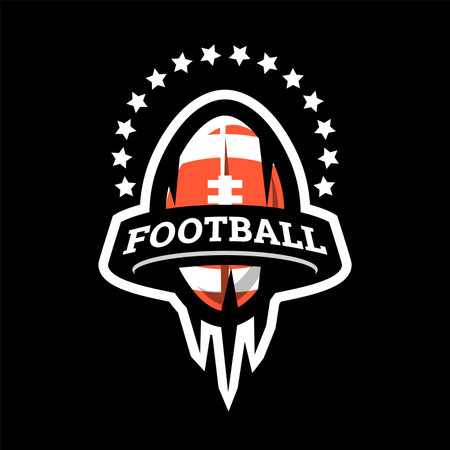 American footbal logo, emblem on a black background. Vector illustration.のイラスト素材