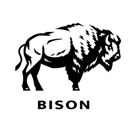 Bison logo. Black and White style.のイラスト素材