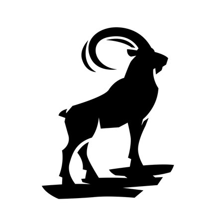 A mountain goat stands on a rock.のイラスト素材