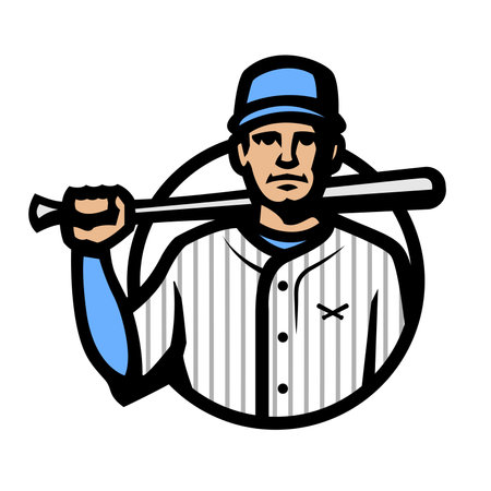 Baseball player with bat, logo.のイラスト素材