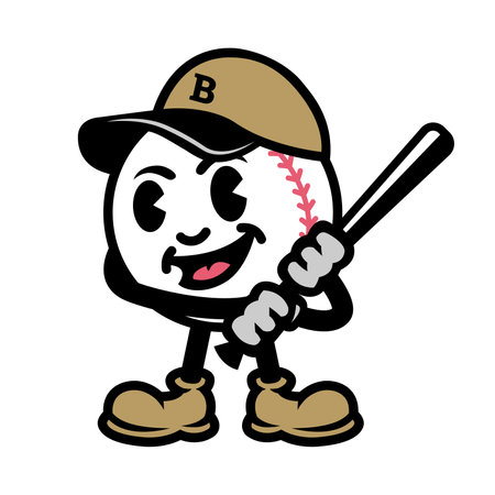 Baseball in the form of a cartoon character with a bat.のイラスト素材