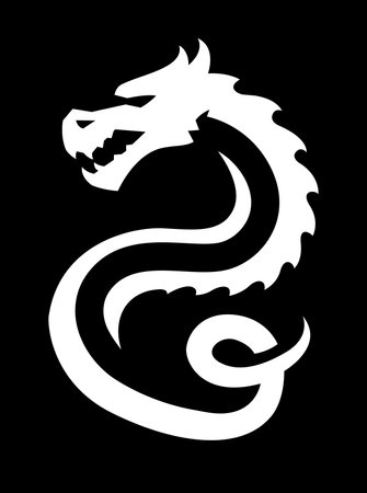 Dragon silhouette logo on a dark background.のイラスト素材
