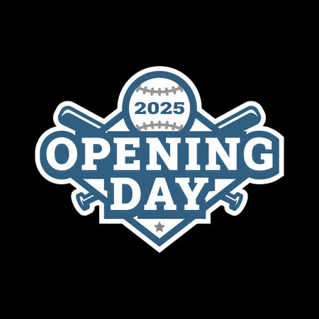 Opening day, baseball logo, emblem on a dark background.のイラスト素材