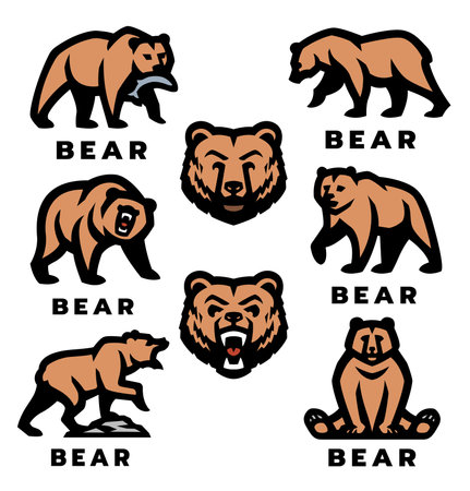 Bear logo set.のイラスト素材
