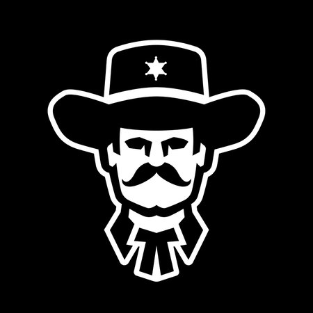 Sheriff in a hat, logo on a dark background.のイラスト素材