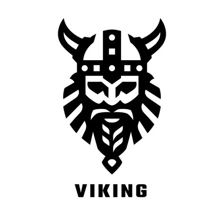 Viking head in helmet, logo.のイラスト素材