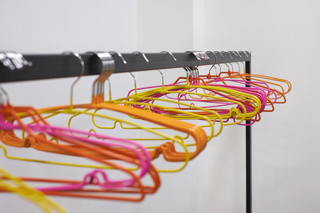 colourful plastic hanger for clothesの写真素材