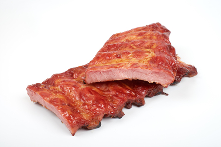Roasted pork ribs isolated on white backgroundの写真素材