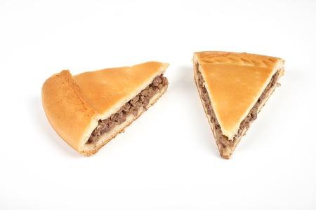 meat pie with a beef, isolated on white backgroundの写真素材