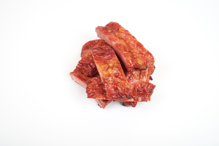 Grilled pork ribs isolated on white backgroundの写真素材