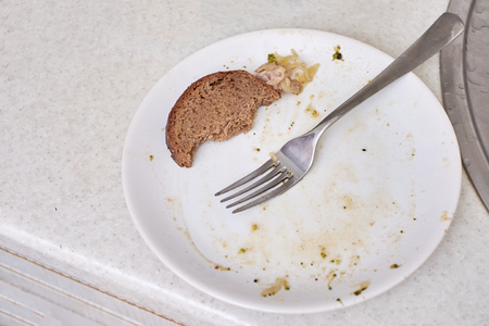 Dirty dish on kitchen,top viewの写真素材