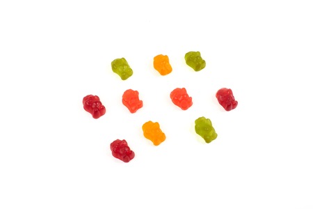 Colorful eat gummy bears jelly candy, isolated on white background.の写真素材