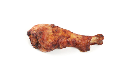 roasted turkey leg isolated on white background.の写真素材
