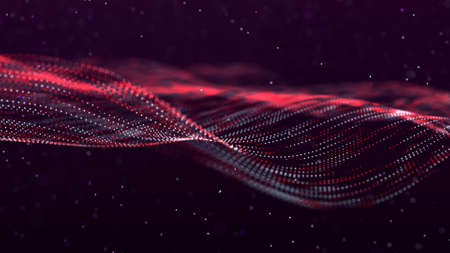 Abstract cyber technology background. Futuristic modern dynamic wave. Science backdrop with points...