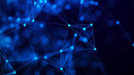 Abstract background with moving dots and lines. Network connection structure. Futuristic...