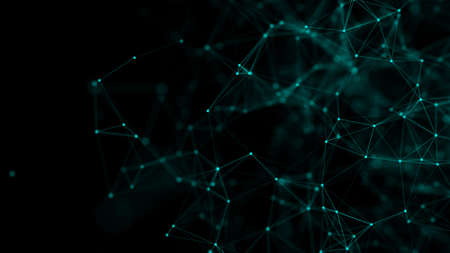 Abstract background with moving dots and lines. Network connection structure. Futuristic...