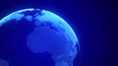 Global network connection. Futuristic world map. Concept of planet Earth. 3D rendering.の写真素材