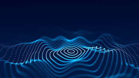 Futuristic illustration with explosion of data. Abstract background with glowing particles. Digital...