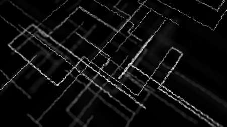 Digital background with moving glowing particles. Futuristic hi-tech illustration. Concept of data transfer in cyberspace. Big data visualization. 3d rendering.の写真素材