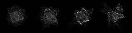 Collection of spheres consisting of particles. Modern wireframe elements. Technology grid sphere. Vector illustration.の写真素材