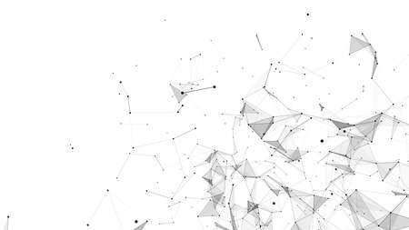 Abstract background with moving dots and lines. Network connection structure. Futuristic illustration. Digital technology design.のイラスト素材
