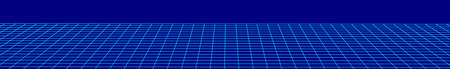 Abstract vector perspective grid. Digital background in retro style. Wireframe landscape on blue...