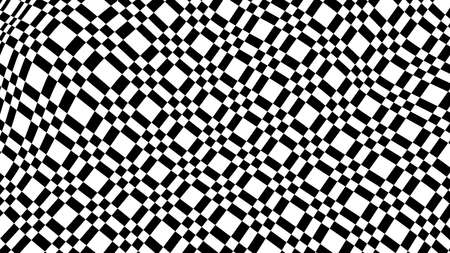 Abstract optical illusion wave. Black and white lines with distortion effect. Geometric stripes pattern.のイラスト素材