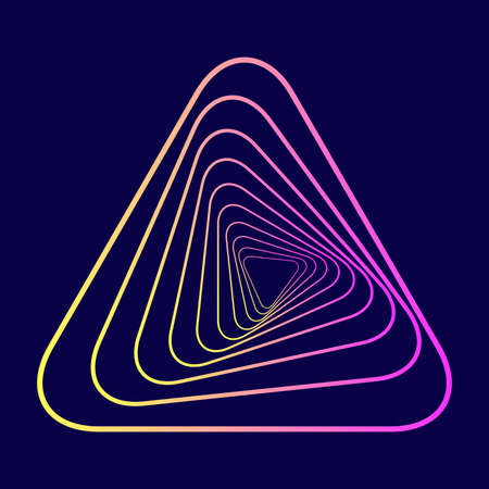 Set of abstract swirling symbols. Twisted wireframe tunnel. Curved shape. Technology glowing polygon element.のイラスト素材