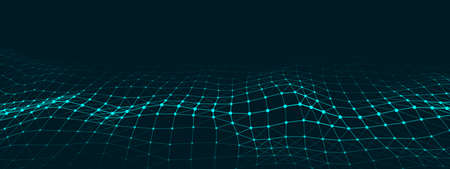 Artificial intelligence concept. Big data visualization. Blue cyber technology wave. Modern vector...